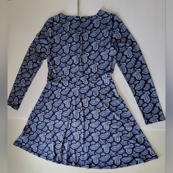 Michael Kors Blue Paisley Long Sleeve Flare Career Wear Office Dress - Picture 2 of 10